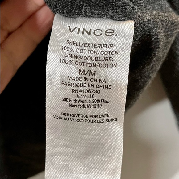 Vince Birdseye Zip-Up Hoodie in charcoal gray. Size: medium - Picture 6 of 6